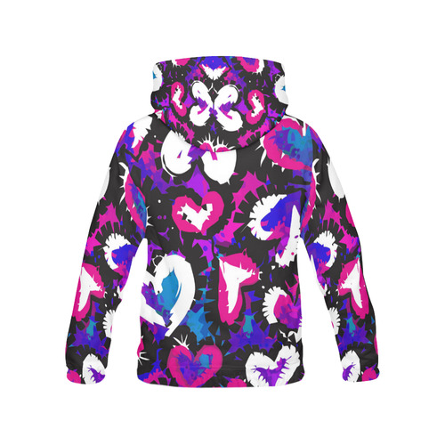 Wild Shaped Hearts All Over Print Hoodie for Women (USA Size) (Model H13)