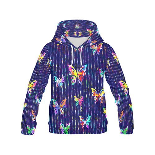 Butterflies On Dotted Lines Pattern All Over Print Hoodie for Men (USA Size) (Model H13)