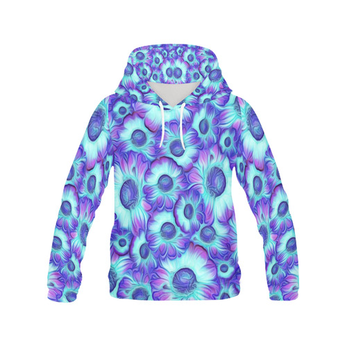 flashy blue flowers All Over Print Hoodie for Men (USA Size) (Model H13)