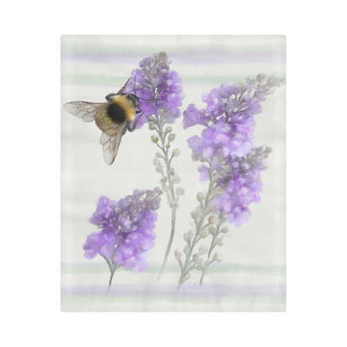 Bumblebee on purple flowers, floral watercolor Duvet Cover 86"x70" ( All-over-print)