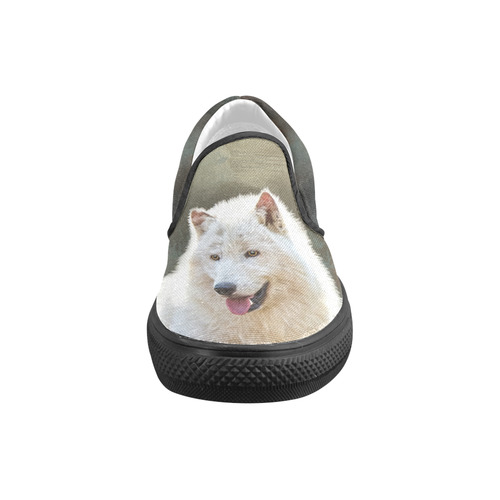 A wonderful painted arctic wolf Slip-on Canvas Shoes for Kid (Model 019)