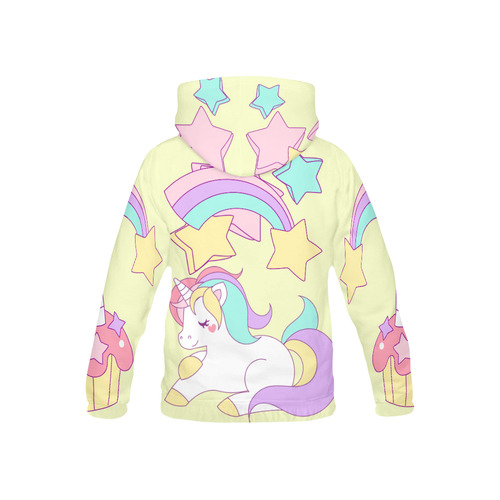 Kawaii Unicorn And Rainbow Stars All Over Print Hoodie for Kid (USA Size) (Model H13)