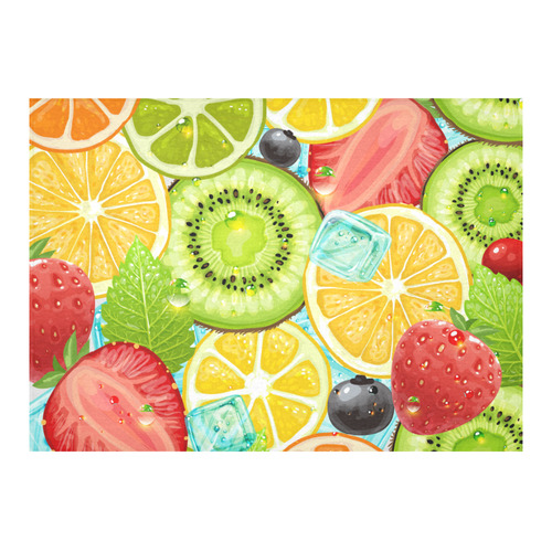 Strawberry Kiwi Orange Fruit Cotton Linen Tablecloth 60"x 84"