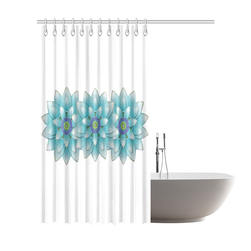 Turquoise Lotus pattern Shower Curtain 72"x84"