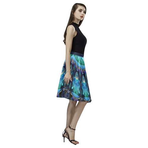 Jewel Of The Ocean Mandala Melete Pleated Midi Skirt (Model D15)