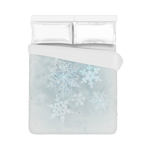 Snowflakes White and blue, Christmas Duvet Cover 86"x70" ( All-over-print)