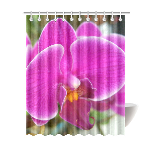 Pink Orchid Floral Art Shower Curtain 69"x84"