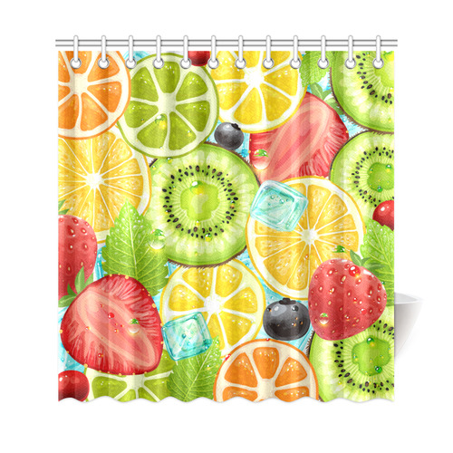 Strawberry Kiwi Orange Fruit Shower Curtain 69"x72"