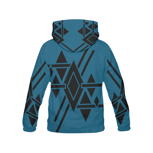 Black Geometric Art Stripes Triangles Rhombuses All Over Print Hoodie for Men (USA Size) (Model H13)