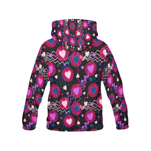 Punk Rock Hearts All Over Print Hoodie for Women (USA Size) (Model H13)