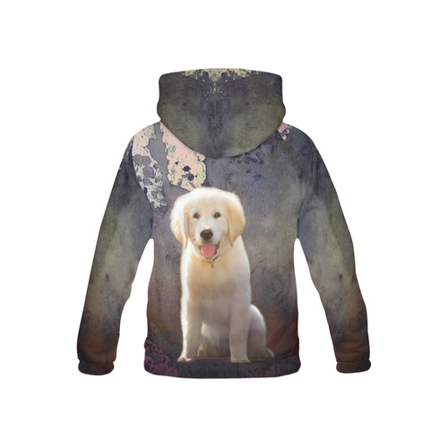 A cute painting golden retriever puppy All Over Print Hoodie for Kid (USA Size) (Model H13)