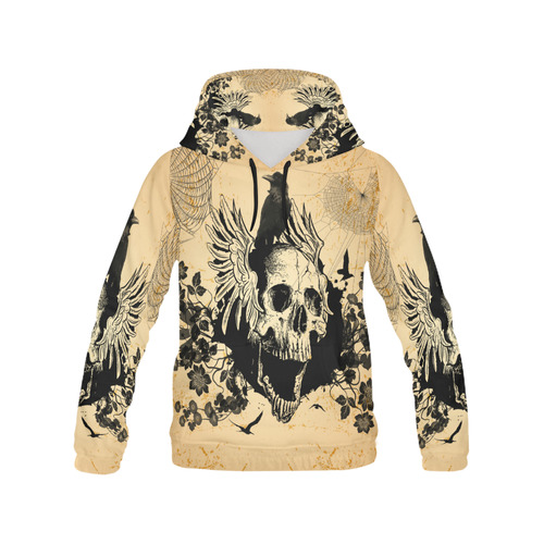 Awesome skull with crow All Over Print Hoodie for Men (USA Size) (Model H13)