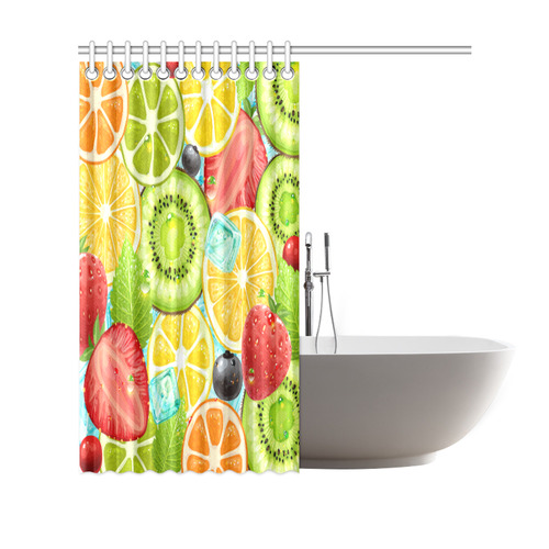 Strawberry Kiwi Orange Fruit Shower Curtain 69"x70"