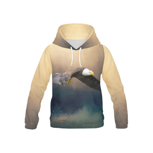 Painting flying american bald eagle All Over Print Hoodie for Kid (USA Size) (Model H13)