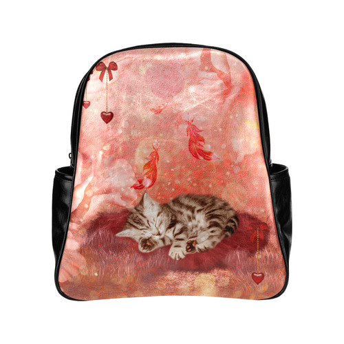 Sweet little sleeping kitten Multi-Pockets Backpack (Model 1636)