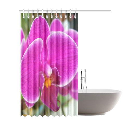 Pink Orchid Floral Art Shower Curtain 72"x84"