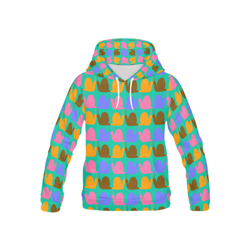 Whimsical Neon Snails Pattern All Over Print Hoodie for Kid (USA Size) (Model H13)