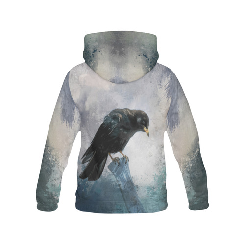 A beautiful painted black crow All Over Print Hoodie for Women (USA Size) (Model H13)