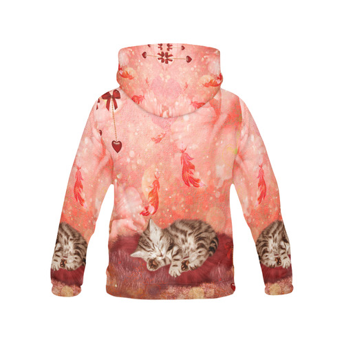 Sweet little sleeping kitten All Over Print Hoodie for Women (USA Size) (Model H13)