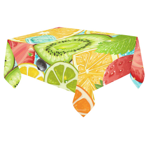 Strawberry Kiwi Orange Fruit Cotton Linen Tablecloth 60"x 84"