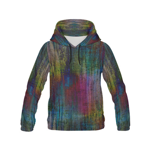 Dark Grunge Watercolor Brush Strokes Painting All Over Print Hoodie for Women (USA Size) (Model H13)