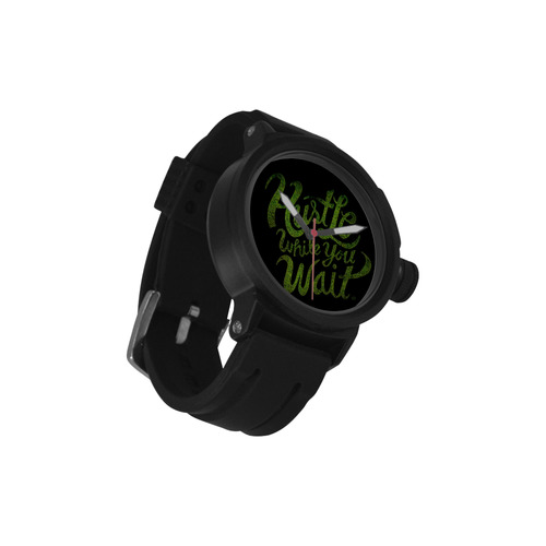 Hustle While You Wait Black and Green Men's Sports Watch(Model 309)