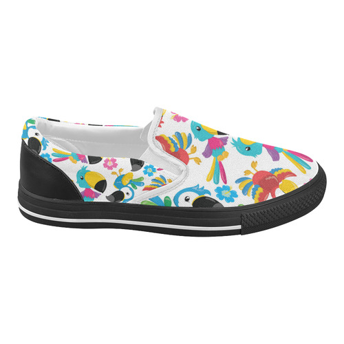 Tropical Birds Women's Slip-on Canvas Shoes (Model 019)