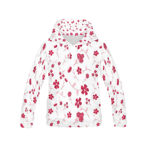 sweet sparkling floral, red All Over Print Hoodie for Men (USA Size) (Model H13)