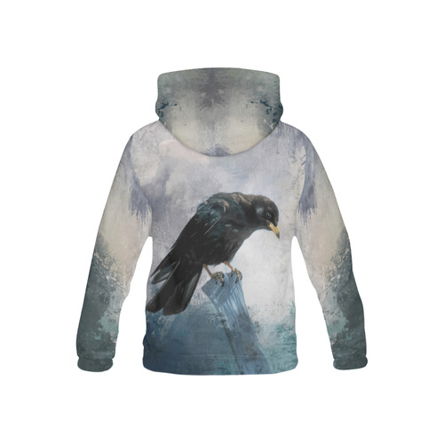 A beautiful painted black crow All Over Print Hoodie for Kid (USA Size) (Model H13)