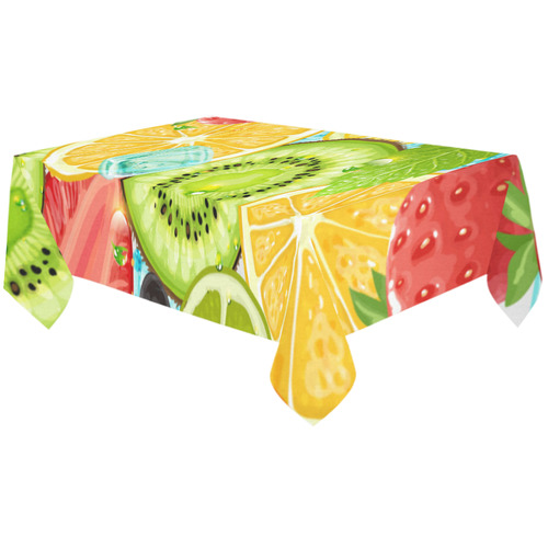 Strawberry Kiwi Orange Fruit Cotton Linen Tablecloth 60"x120"
