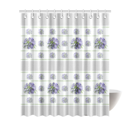 Delicate Small Purple Flowers, floral watercolor Shower Curtain 72"x84"