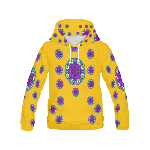 Sweet as candy and yellow All Over Print Hoodie for Women (USA Size) (Model H13)