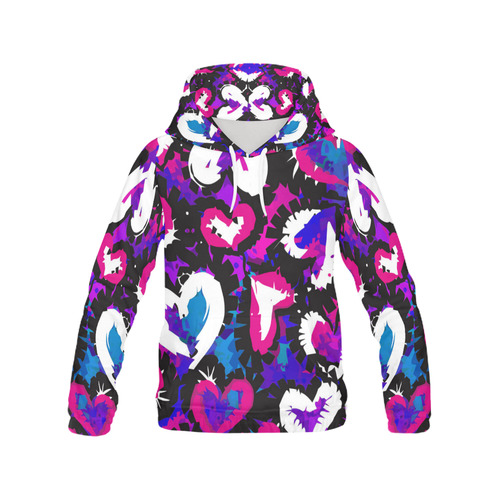 Wild Shaped Hearts All Over Print Hoodie for Women (USA Size) (Model H13)