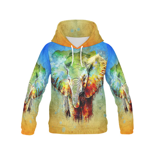 watercolor elephant All Over Print Hoodie for Women (USA Size) (Model H13)