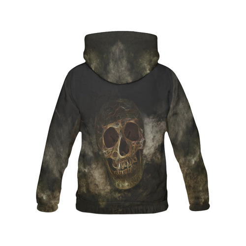 Mysterious  Golden Skull All Over Print Hoodie for Women (USA Size) (Model H13)