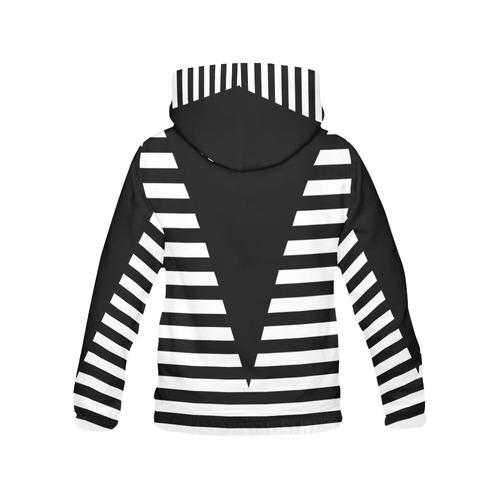 Geometric Style Black solid Stripes Big Triangle All Over Print Hoodie for Women (USA Size) (Model H13)