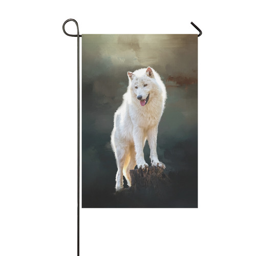 A wonderful painted arctic wolf Garden Flag 12‘’x18‘’（Without Flagpole）