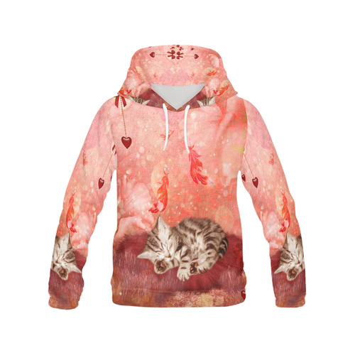 Sweet little sleeping kitten All Over Print Hoodie for Women (USA Size) (Model H13)