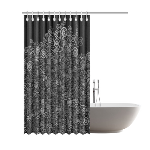 3D Black and White Rose Shower Curtain 72"x84"