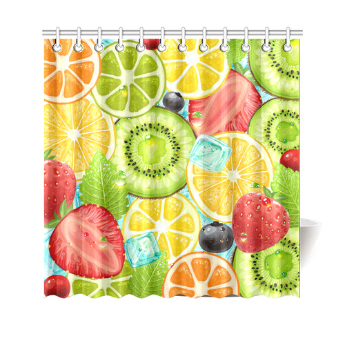Strawberry Kiwi Orange Fruit Shower Curtain 69"x70"