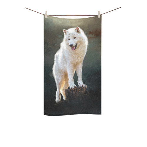 A wonderful painted arctic wolf Custom Towel 16"x28"