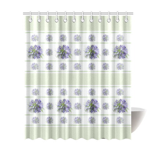 Delicate Small Purple Flowers, floral watercolor Shower Curtain 72"x84"