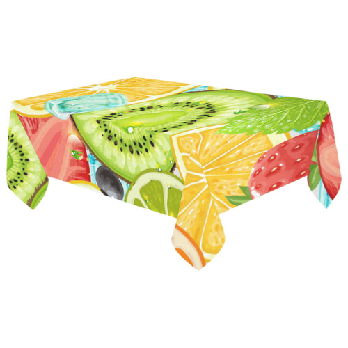 Strawberry Kiwi Orange Fruit Cotton Linen Tablecloth 60"x 104"