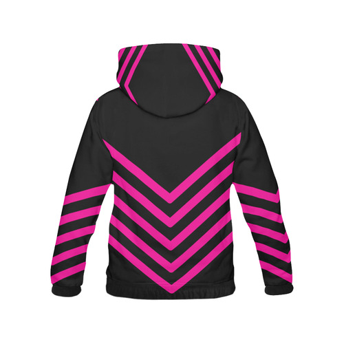 Modern Black Background Chevron Stripes Cut All Over Print Hoodie for Women (USA Size) (Model H13)