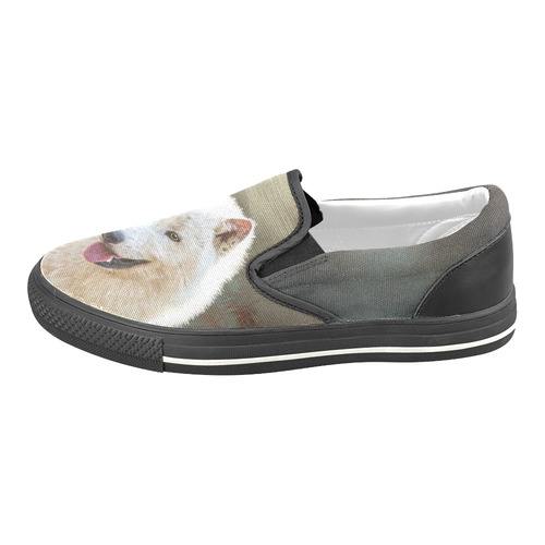 A wonderful painted arctic wolf Slip-on Canvas Shoes for Kid (Model 019)