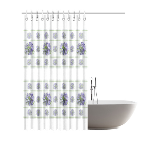 Delicate Small Purple Flowers, floral watercolor Shower Curtain 72"x84"