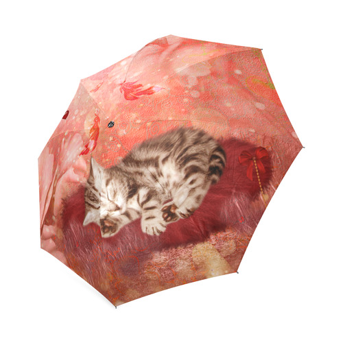 Sweet little sleeping kitten Foldable Umbrella (Model U01)