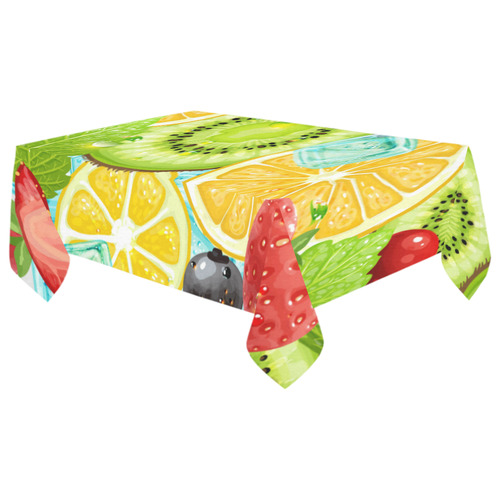 Strawberry Kiwi Orange Fruit Cotton Linen Tablecloth 60"x 104"