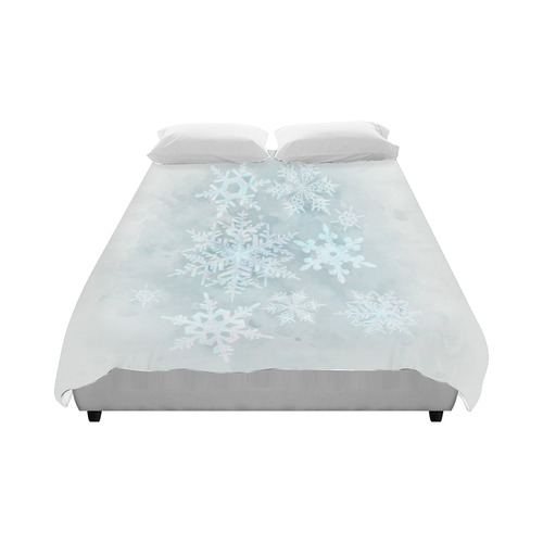 Snowflakes White and blue, Christmas Duvet Cover 86"x70" ( All-over-print)