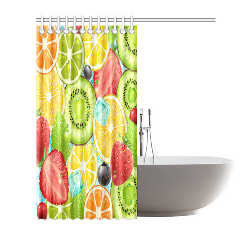 Strawberry Kiwi Orange Fruit Shower Curtain 72"x72"